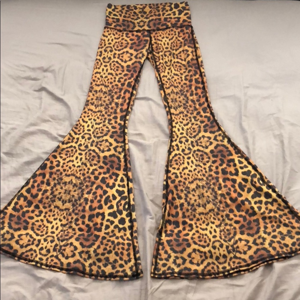 Teeki GOLD AWAKENING bell bottoms cheetah print